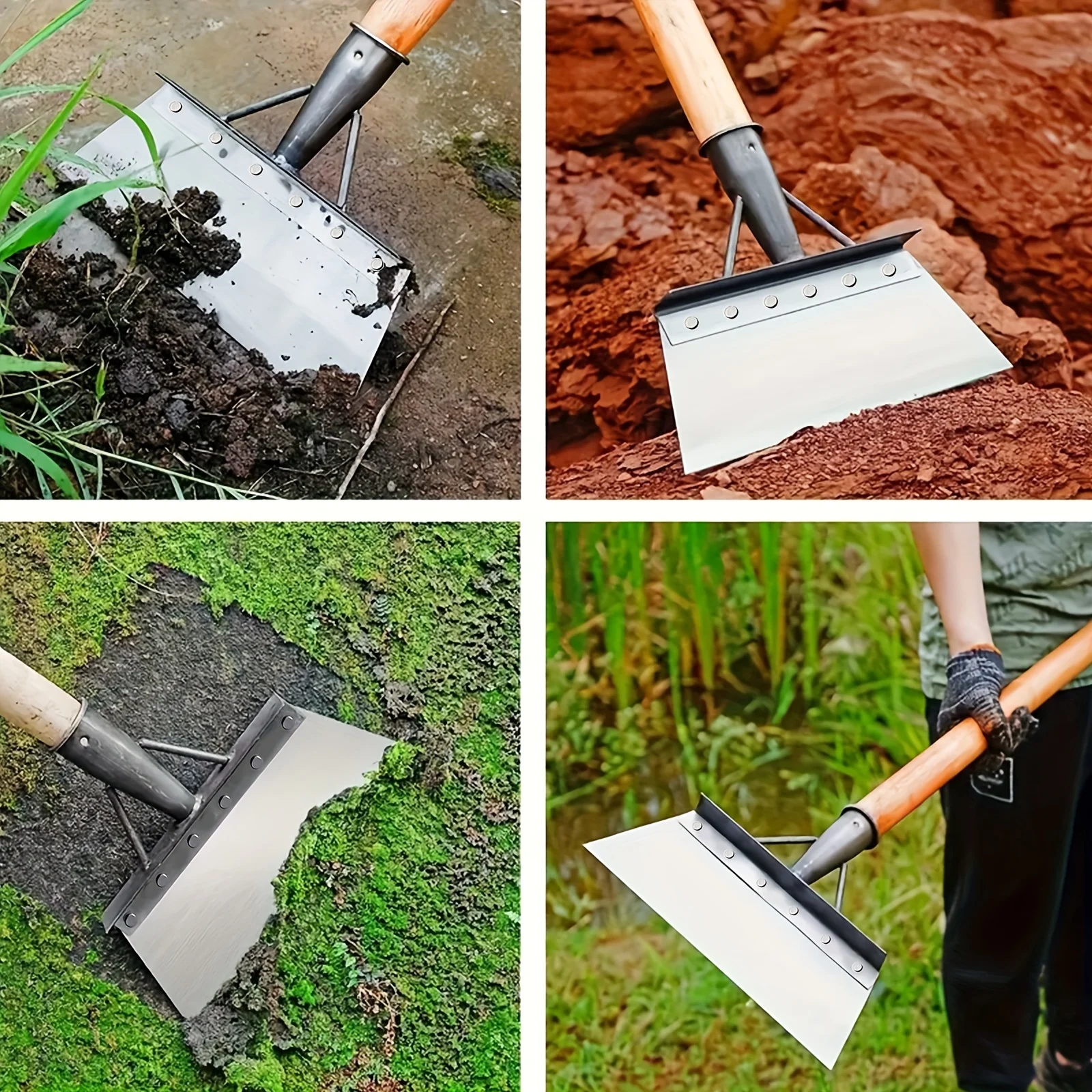 30cm Metal Weed Cleaning Shovel Stainless Steel Cleaning Shovel for Moss Multifunctional Outdoor Garden Shovel Farm Weeding Tool