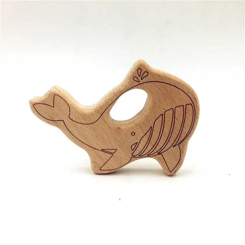 ABCPICK-Colgante de madera con forma de Animal Natural, cadena de chupete DIY, fabricación de joyas, accesorios hechos a mano, 10 piezas