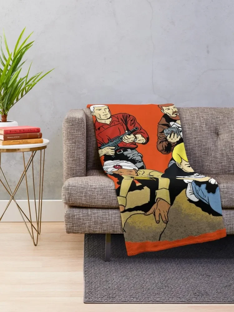 60s Jonny Quest Tribute with Main Characters Throw Blanket Custom Picnic Blankets