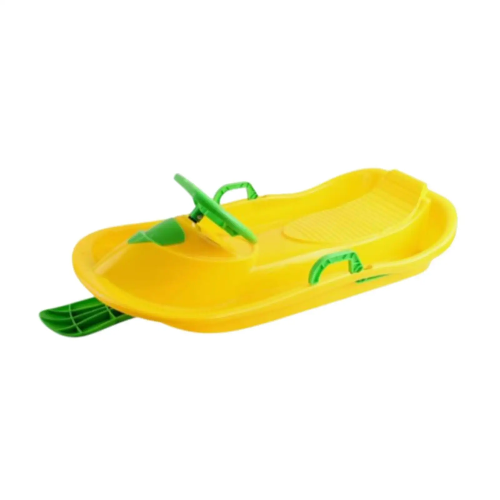

Snow Sled with Steering Wheel Brake Simple Snow Sledge for Boys Girls Kids