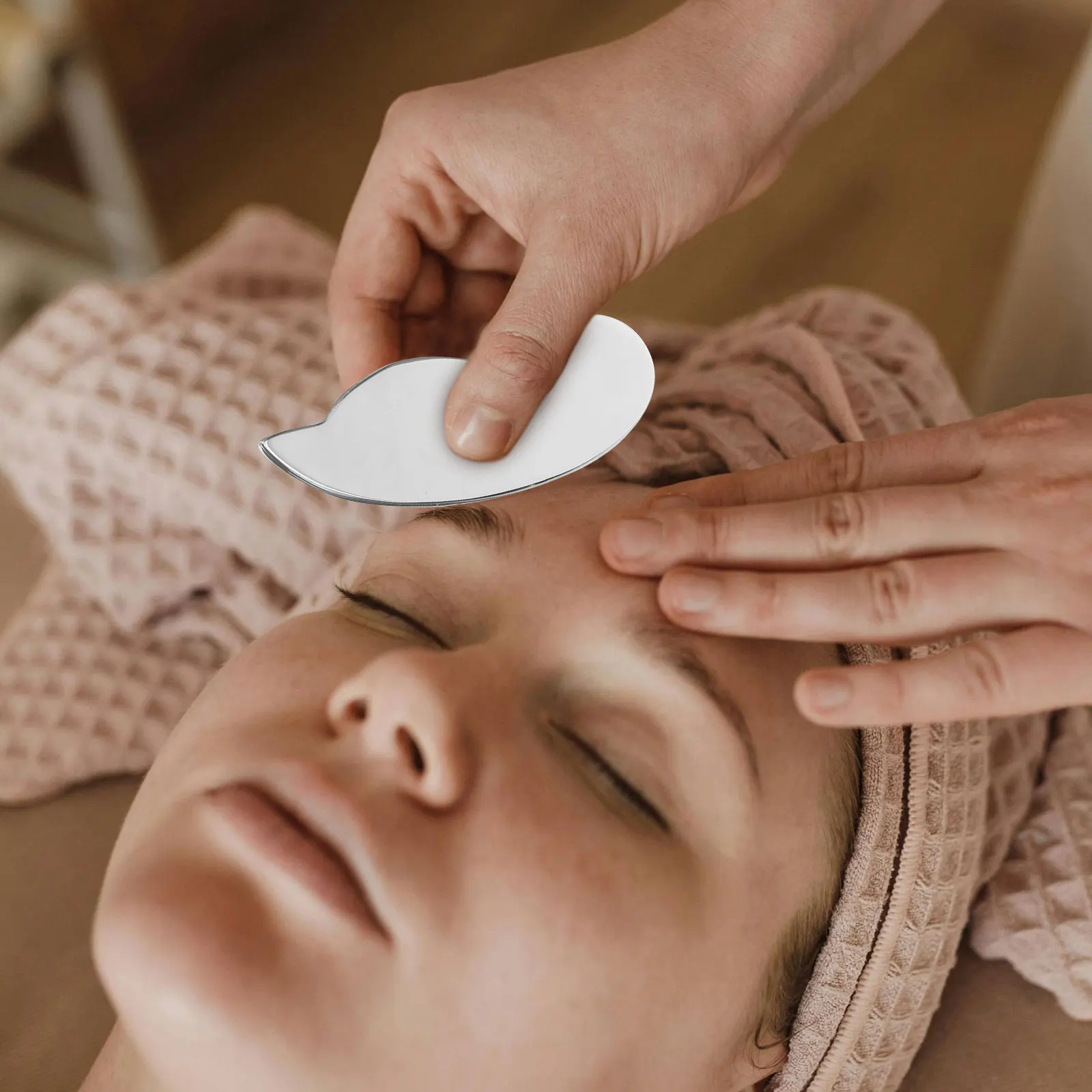 

Face Scraper Stainless Steel Gua Sha Tool Unique Shape Facial Scraping Board Massage Tool Home Salon Use Face Scraper