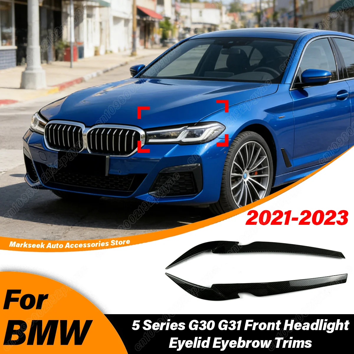 For BMW 5 Series G30 G31 2021 2022 2023 Front Headlight Eyelid Eyebrow Trim Cover Car Headlamp Decoration Exterior Accessories
