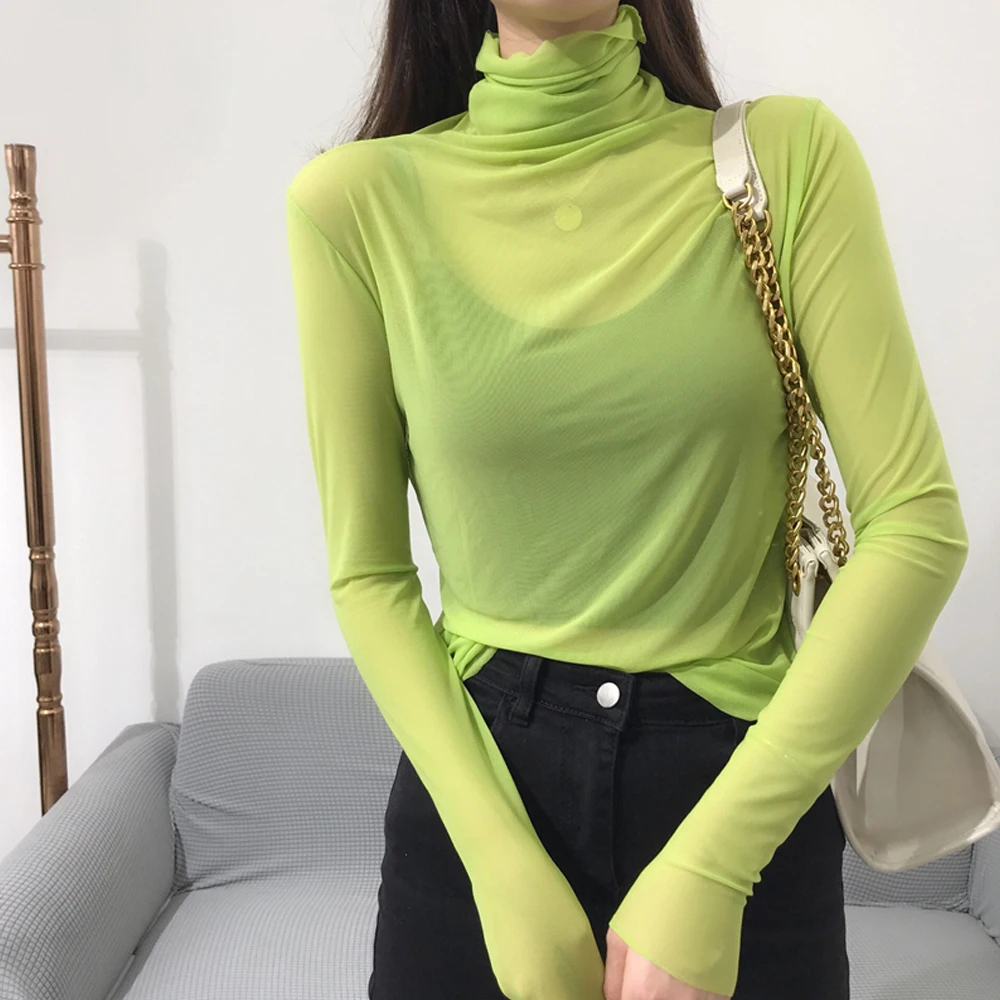 S-2XL rozmiar tańsze topy przezroczyste damskie koronkowe bluzki elastyczna siatka koszula Kawaii fioletowe pomarańczowe zielone kobiece najniższe bluzki