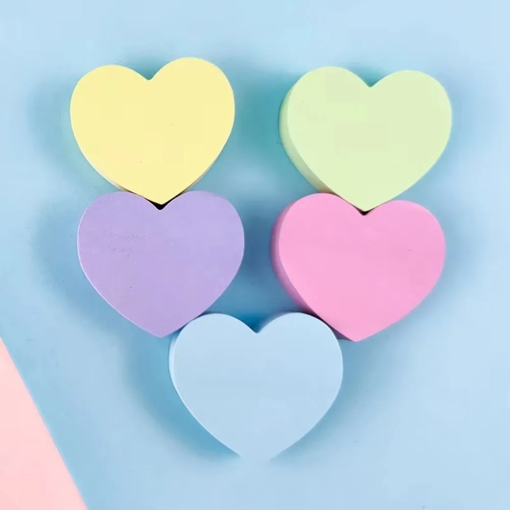 New 100 Sheets Heart Sticky Notes Adhesive Paper Decorative Notebook Planner Sticker Colorful Memo Pad Office Use