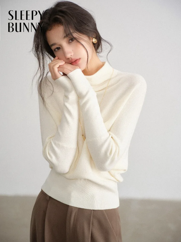 

Women Lady Knit Sweater Cozy Slouchy Turtleneck Pullover Soft Warm Winter Top Elegant Slim Waist Design Casual Autumn Outfits