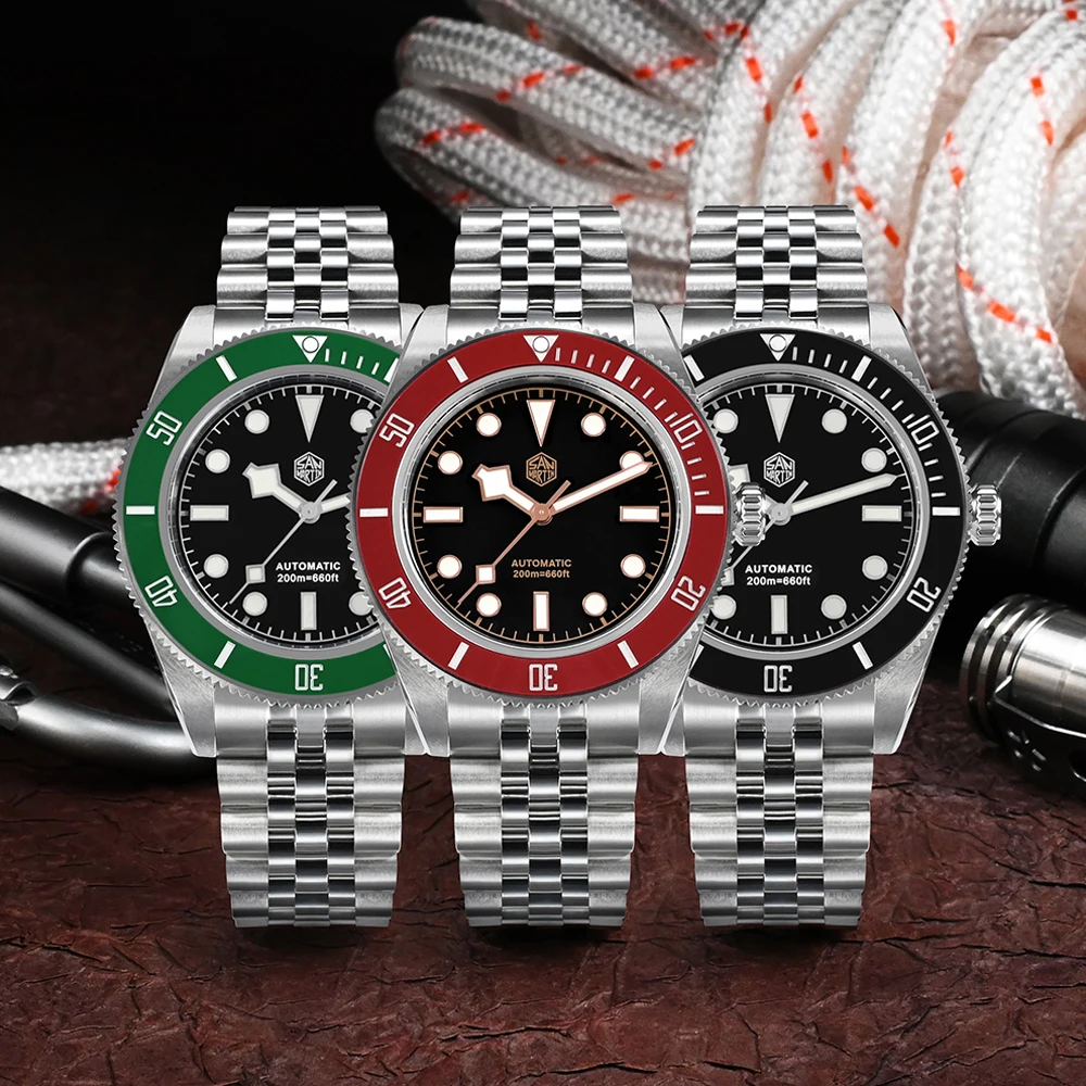 San Martin 2023 New BB 40mm Men Watch Luxury Sport Diver Fly Clasp Japan NH35 Automatic Mechanical Watches Jubilee BGW-9 SN0128