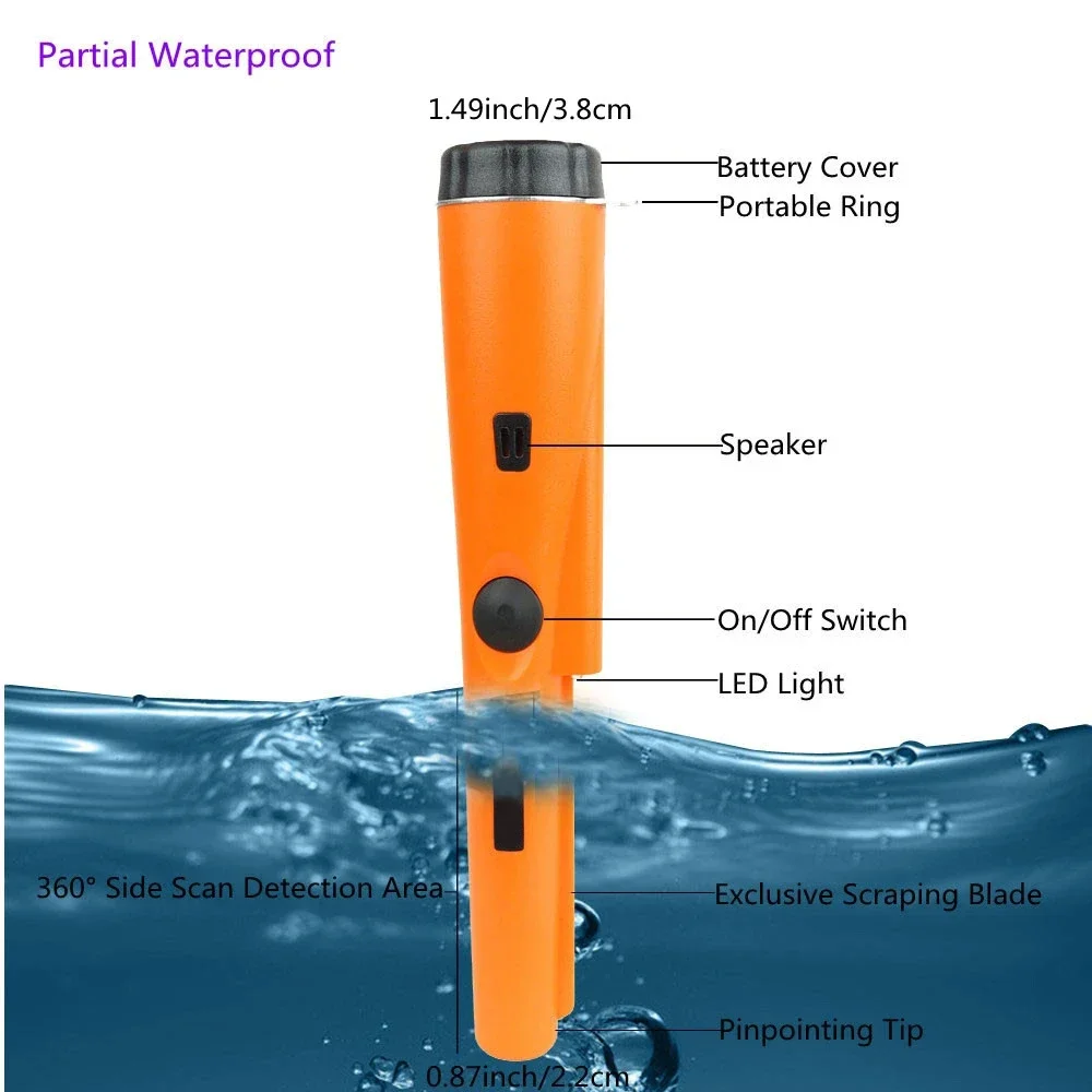 Detector de Metais Profissional Pinpoint Impermeável Handheld Metal Moeda Ouro