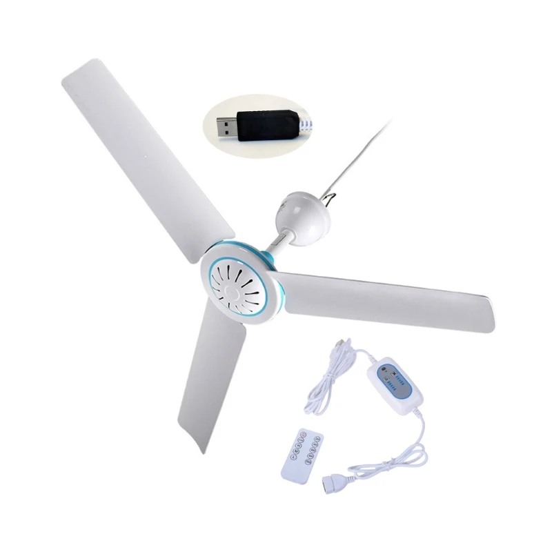 

Small USB Ceiling Fan with Remote 4Speeds USB Ceiling Fan Hangings Fan for Camping Bed Camping Tent Canopys Cubicle