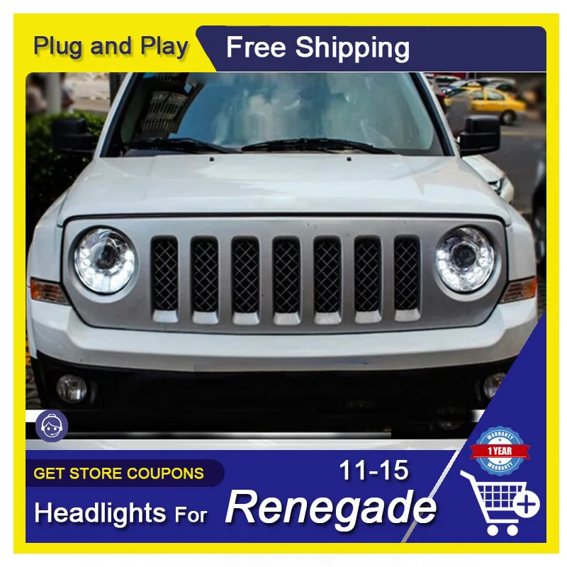 Car Front Lamps For Jeep Renegade 2011-2015 All LED Signal Light Daytime Running Light Xenon Lens Head Lamps Auto Accessories