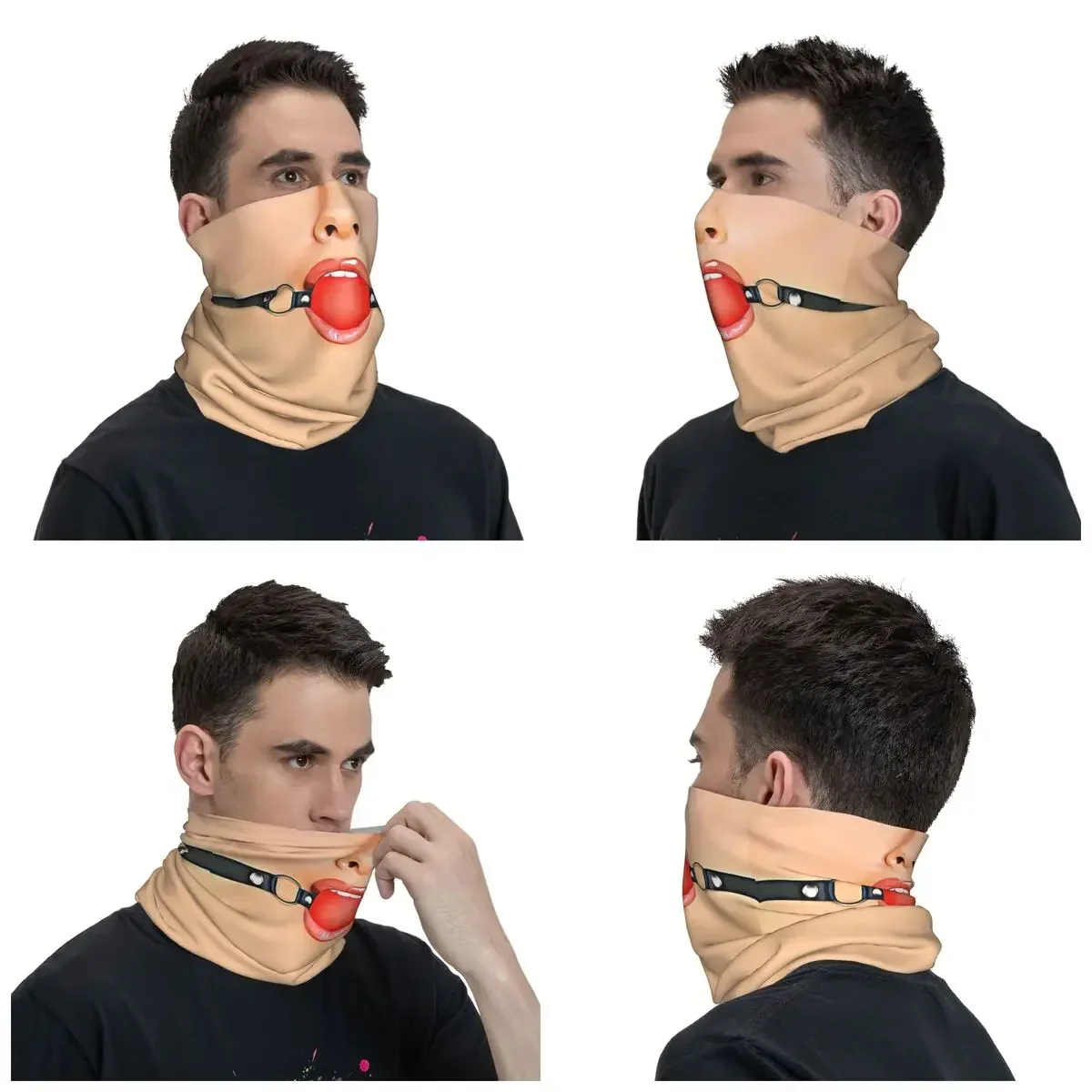 Ball Gag Winter Headband Neck Warmer Women Men Ski Running Tube Scarf Kink Sex Play Face Bandana Gaiter