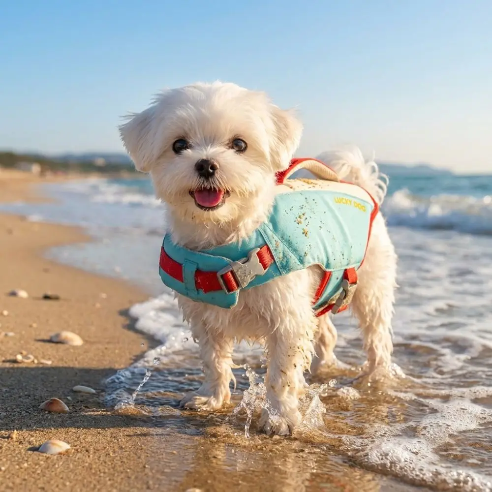 Strong Buoyancy Dog Life Jacket Waterproof Breathable Pet Life Vest Adjustable Thick Sponge Pad Dog Life Preserver Swimming