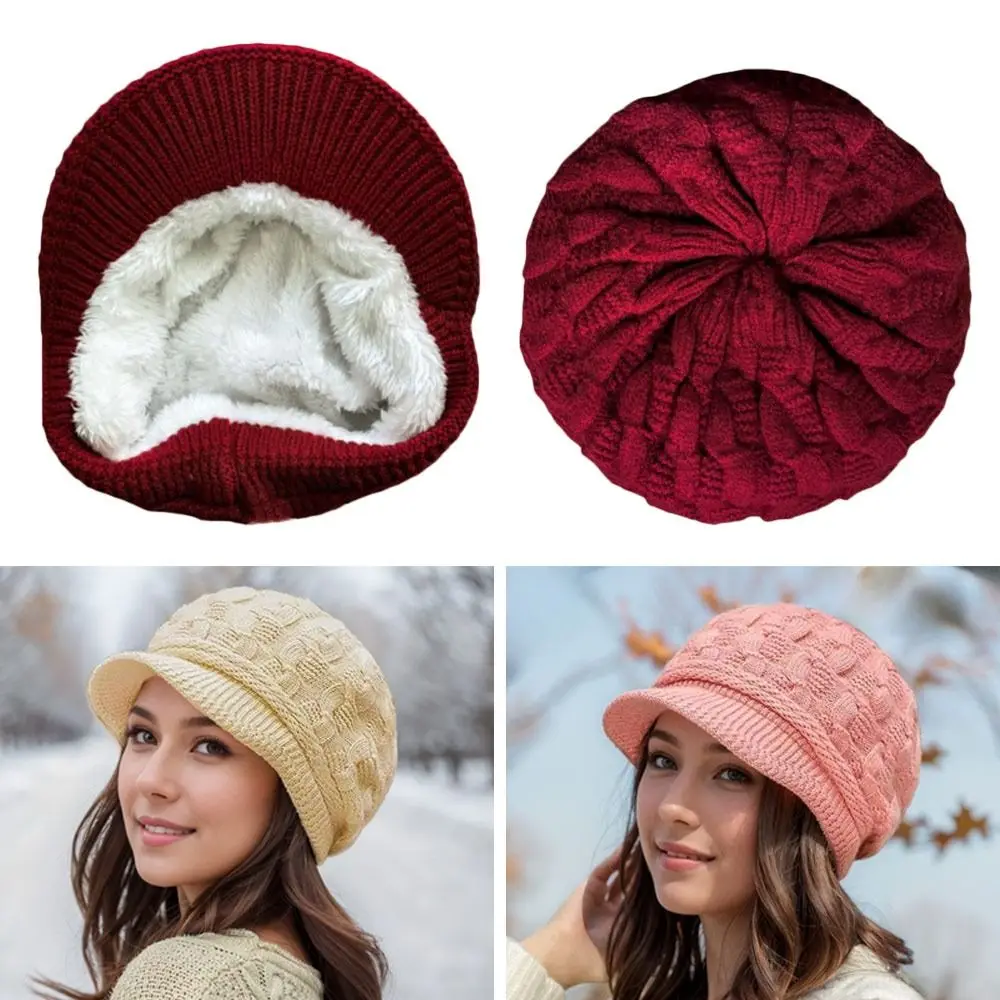قبعة شتوية نسائية سميكة غير رسمية من الصوف الدافئ على شكل لسان البط مقاومة للرياح لحماية الأذن قبعة حياكة في الهواء الطلق #2