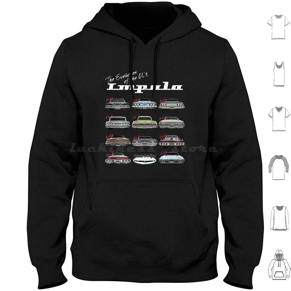 

Evolution Of The 60S Impala , 1960 , Hot Rod , Muscle Car , Mashup Hoodie cotton Long Sleeve Evolution 60S Impala 1960