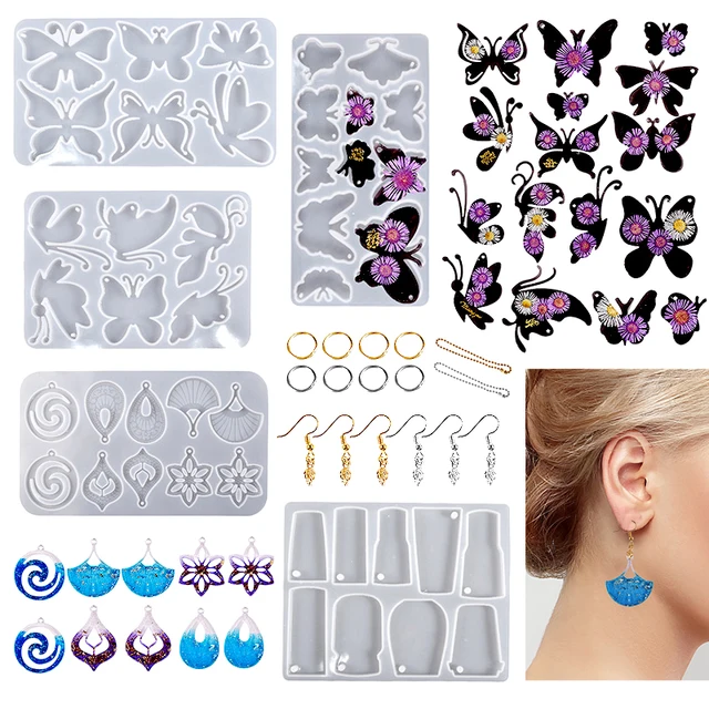 Kolczyki w kształcie liści motyla wisiorek żywica epoksydowa formy silikonowe Hollow Arts Crafts Making dla DIY Charms wisiorek formy do biżuterii