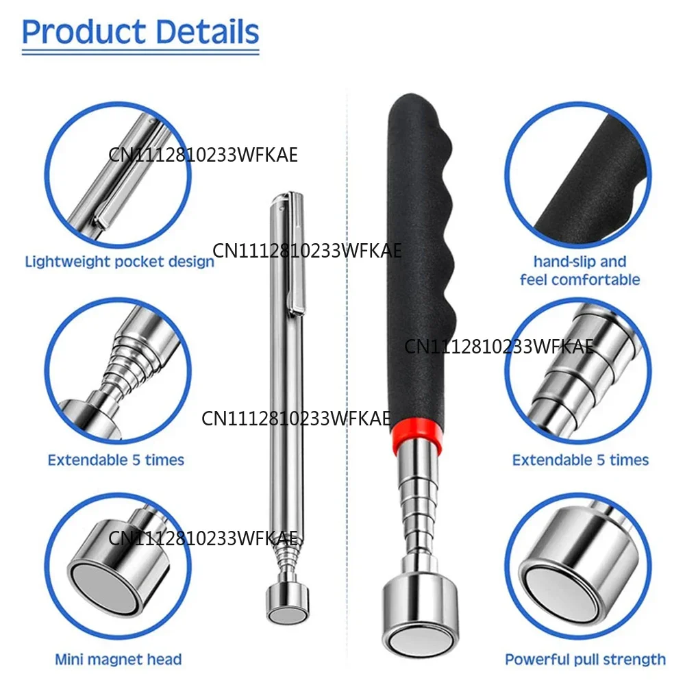 New Magnetic Telescopic Pick-Up Tools Grip LED Light Adjustable Extendable Long Reach Pen Handy Tool for Picking Up Screws Nuts