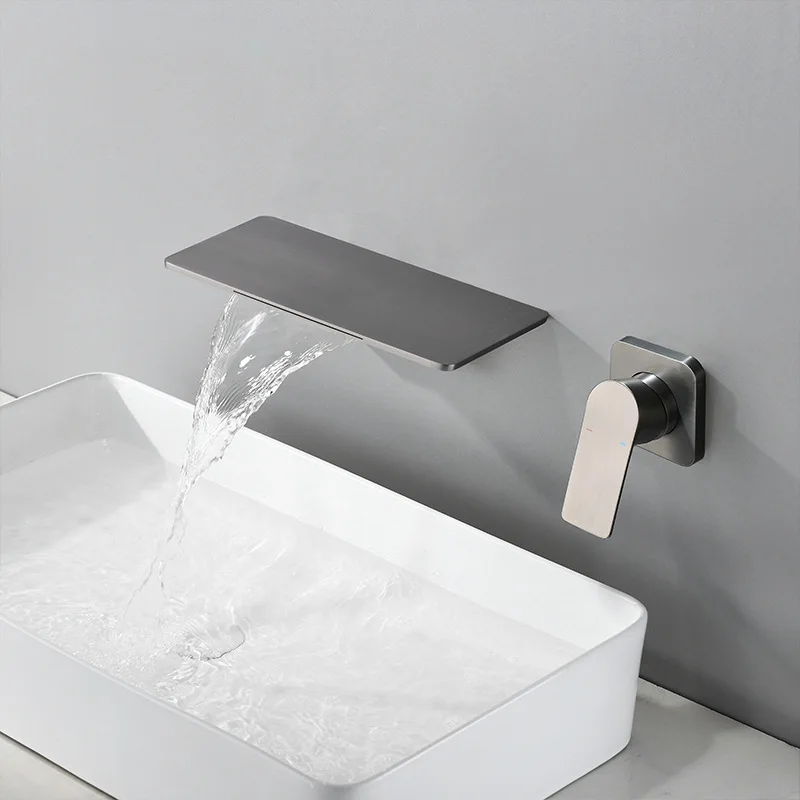 Concealed wall mounted waterfall faucet, hot and cold wall outlet, all copper buried n, shower faucet,