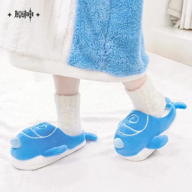 원신 임팩트 타르타글리아 하늘 고래 테마 코스프레 봉제 홈 슬리퍼, 어린이 귀여운 만화 신발, 크리스마스 선물, 정품 애니메이션 게임