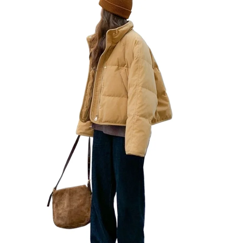 

Collar Short Down Cotton-padded Jacket 2025 Winter Zipper Commuter Style Solid Color Women's Cotton-padded Jacket Coat