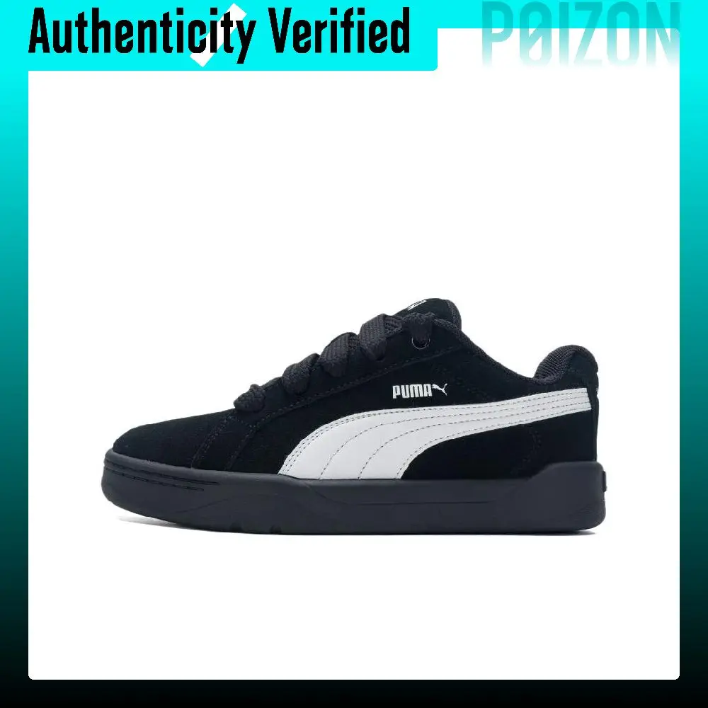 PUMA Park Lifestyle Cow Split Leather Slip Resistant And Breathable Low top Skateboard Shoes Unisex Black 400707-25
