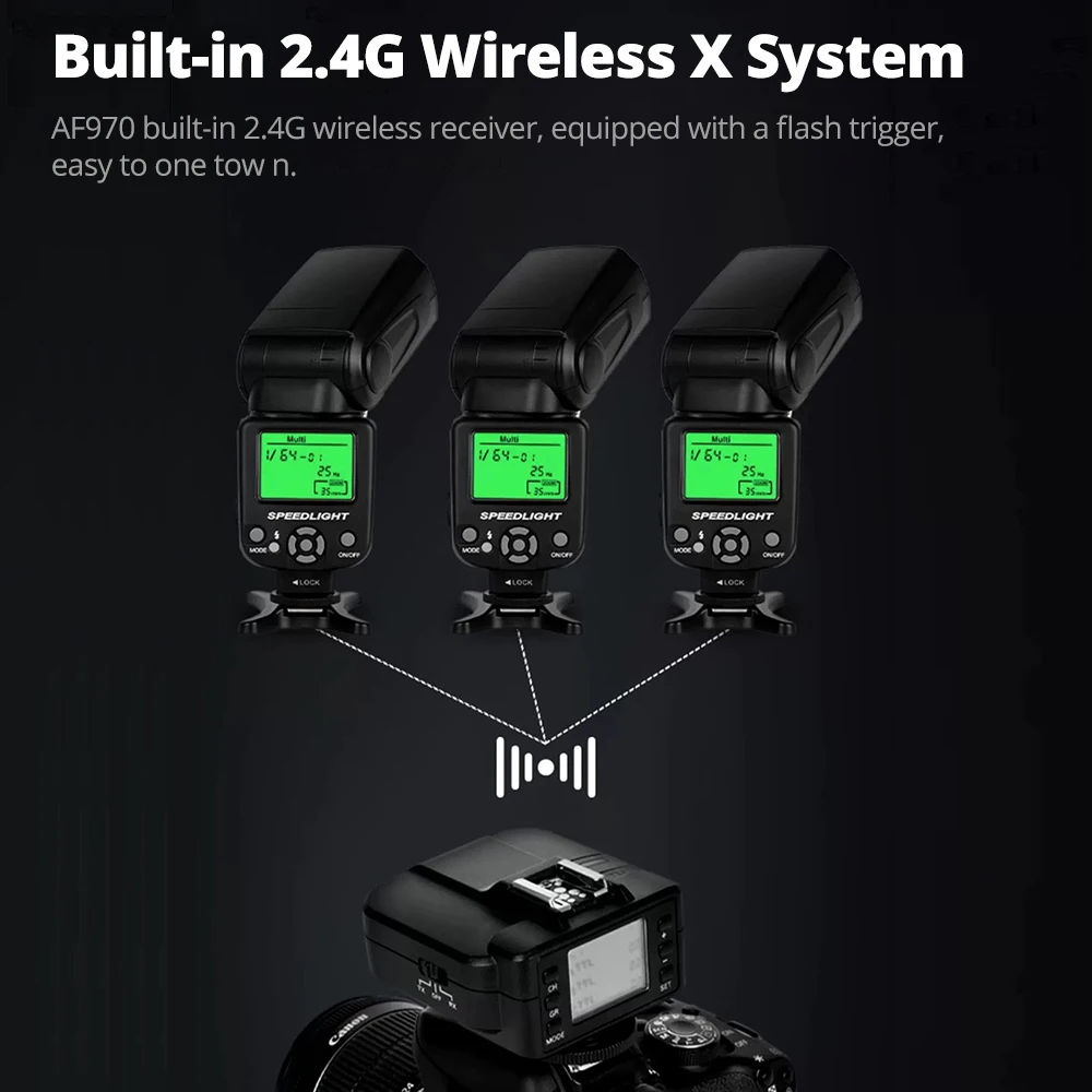 AMBITFUL AF970 Camera Flash With GODOX CT16 Trigger Rotating Head Built-in 2.4G Wireless X System Speedlite For C/N/S/F/O/P