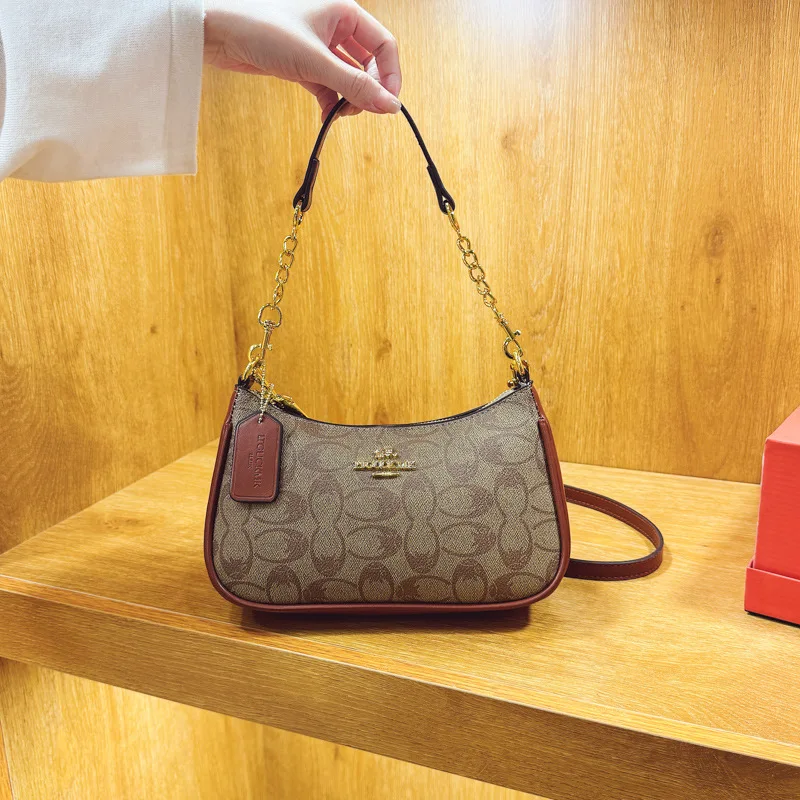 This year's fashionable small bag Internet celebrity armpit bag retro bag printed oblique span bag shoulder bag