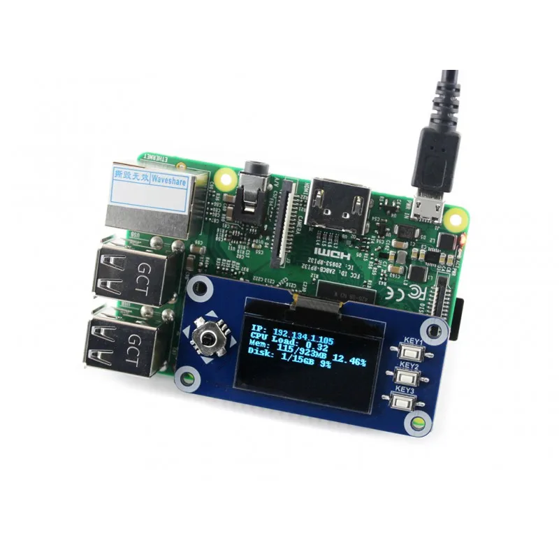 Waveshare 128x64, 1.3inch OLED display HAT for Raspberry Pi