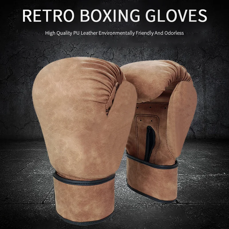 

MMA Boxing Gloves Men Women Training Punching Sandbag Muay Thai Professional Fighting Combat Sanda Adults Boxing Gloves Retro PU