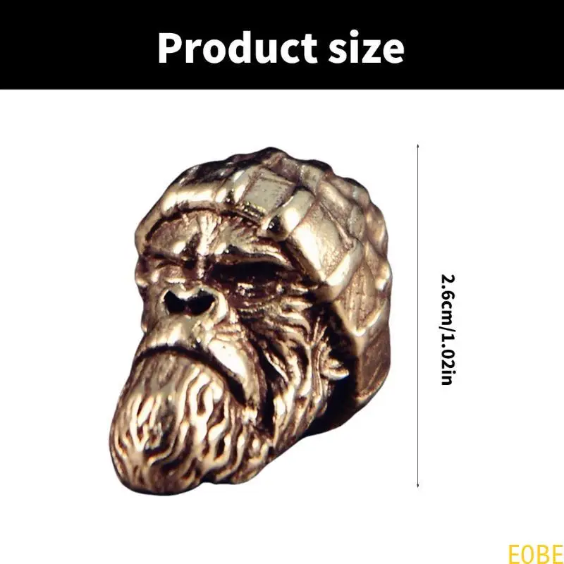 

E0BE Woolen Hat Gorillas Head Sculpture Bead Hand Woven Paracord Lanyard Pendant