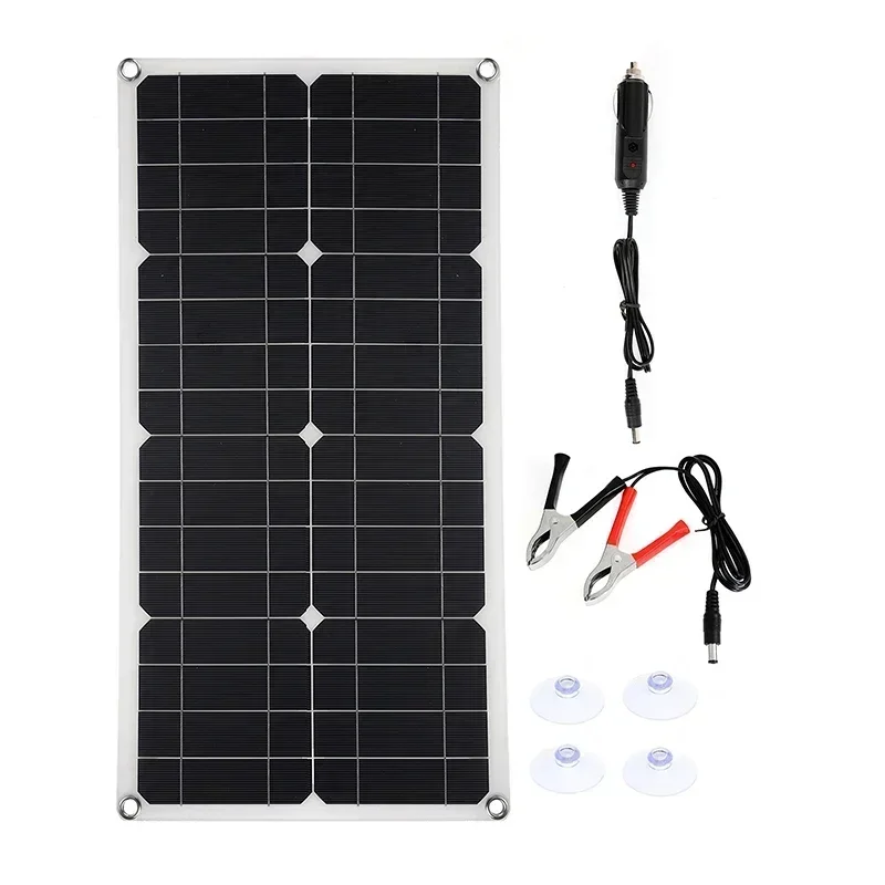 10W/20W/40W Flexible Solar Panel DC12-18V Waterproof Monocrystalline Solar Panel Convenient Phones, Tablets, Laptops Charging