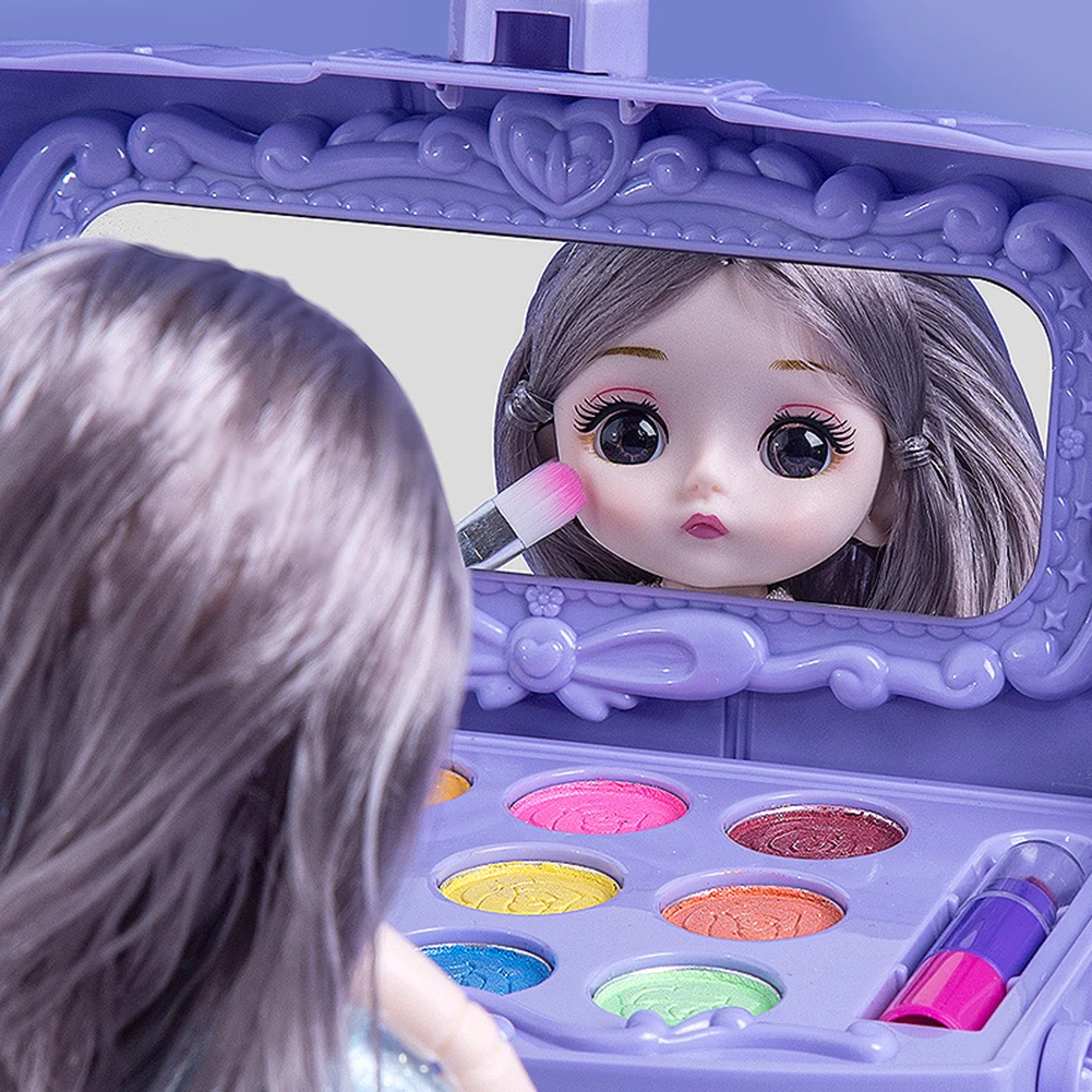 Kit de belleza de maquillaje para niños, caja de maquillaje ligera y portátil para niñas, regalo de cumpleaños y Navidad, juguete para niños, princesa