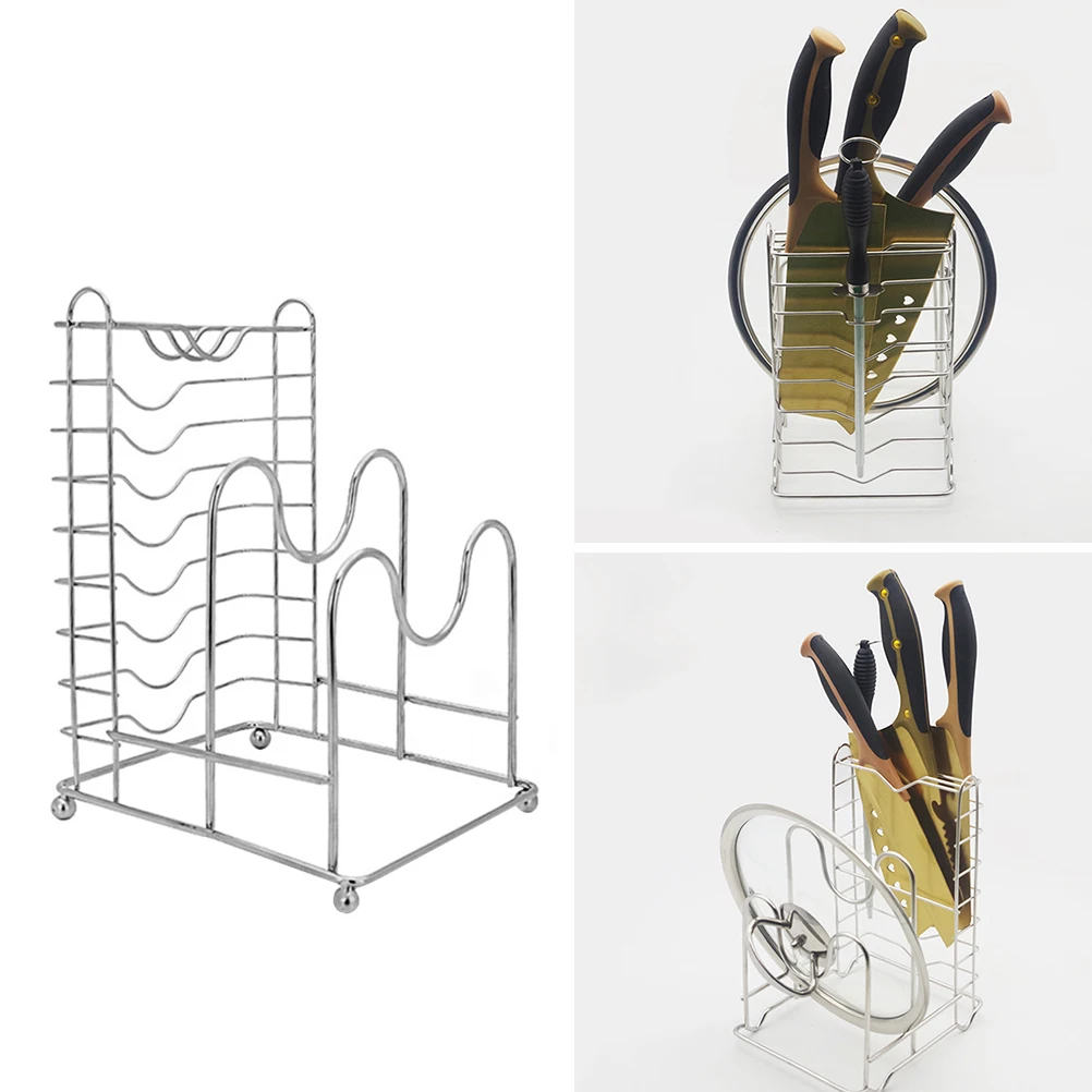 

Stainless Steel Board Rack Cookware Rack Kitchen Storage Organizer Pot Lid Holder Bakeware Pan Trays Knives
