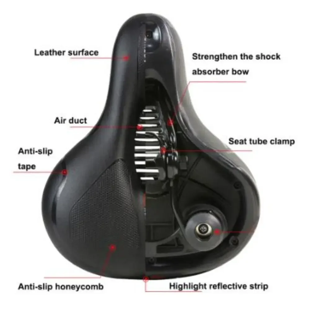 Cuscino del sedile per bicicletta, sella ultra morbida, mountain bike, cuscino del sedile in silicone spesso, comoda sella da equitazione, accessorio per bicicletta