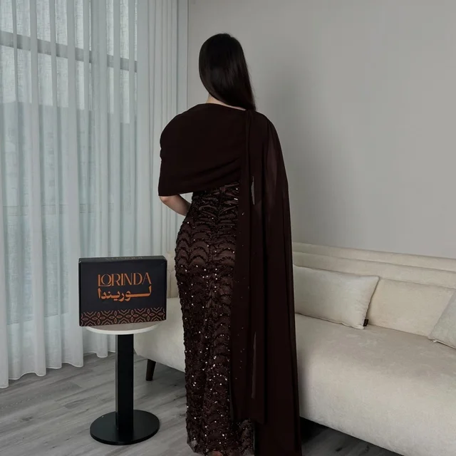 Bella Customized Chocolate Brown One-Shoulder Capelet Sequin Prom Dress Slim Fit Party Dresses Floor-Length Elegant Formal Gown 6 Bella Customized Chocolate Brown One-Shoulder Capelet Sequin Prom Dress Slim Fit Party Dresses Floor-Length Elegant Formal Gown 6