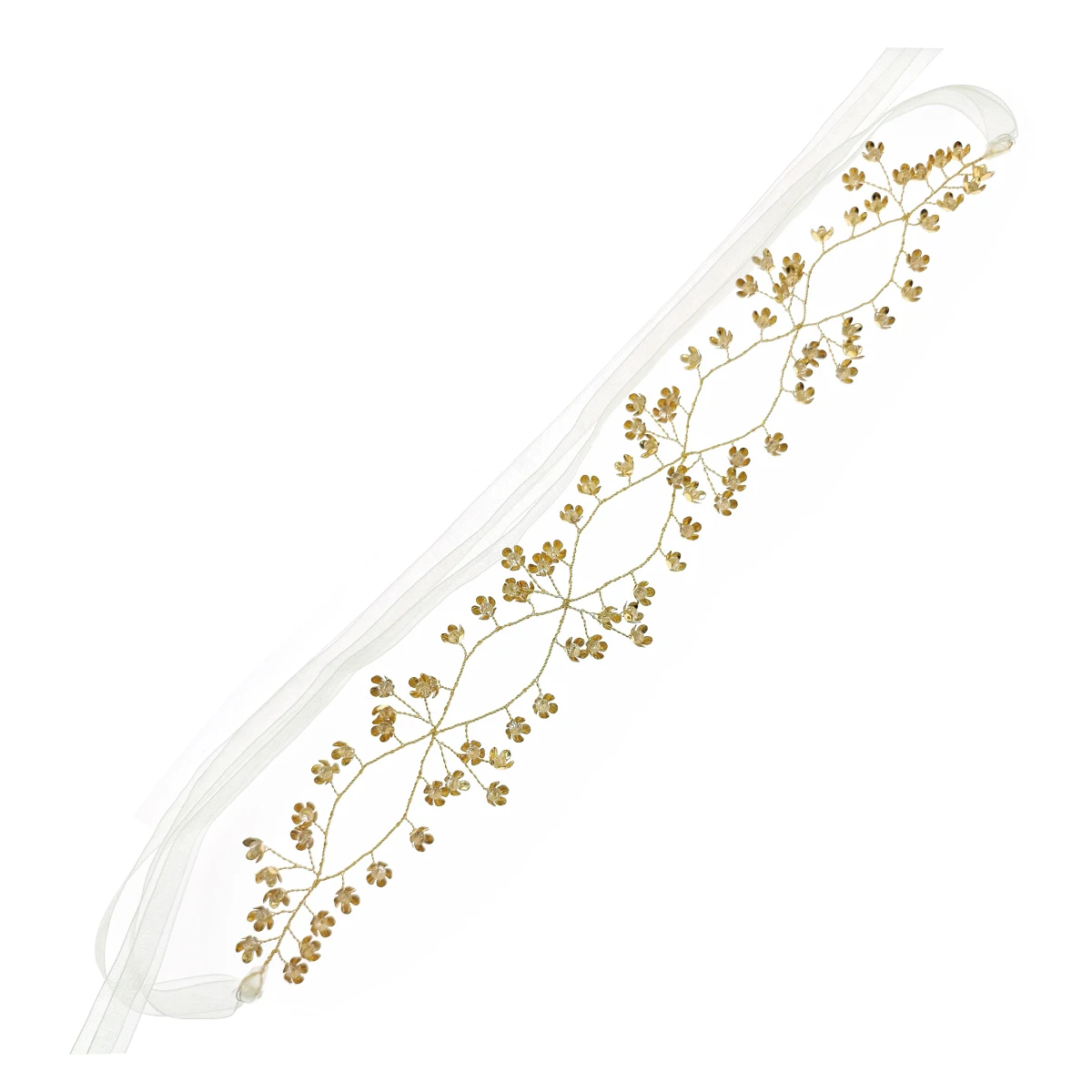 Miallo Boho Gold Branch Floral Bridal Hair Vine Wedding Forest Style Tulle Ribbon Headband Party Hair Accessories For Women 2026