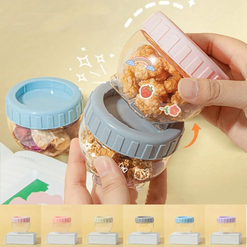 Portable Plastic Small Snack Storage Jar Airtight Sealed Food Storage Cans Stackable with Lid Dry Food Canister Tea