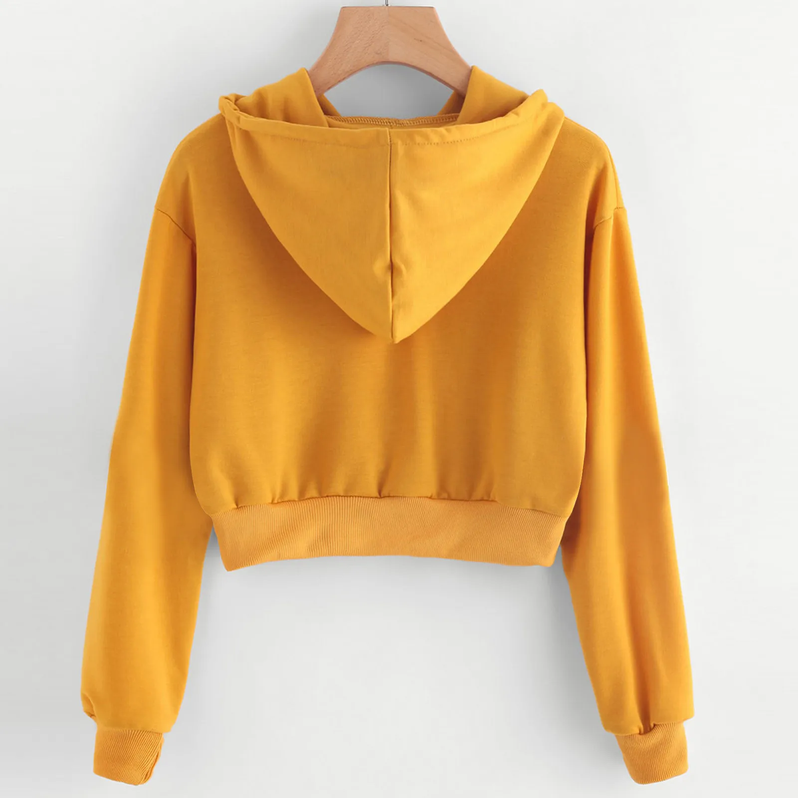 2024 Women Cropped Hoodies Tops Spring Autumn Long Sleeve Streetwear y2k Short Sweatshirts Oversize Solid Color Basic Pullovers