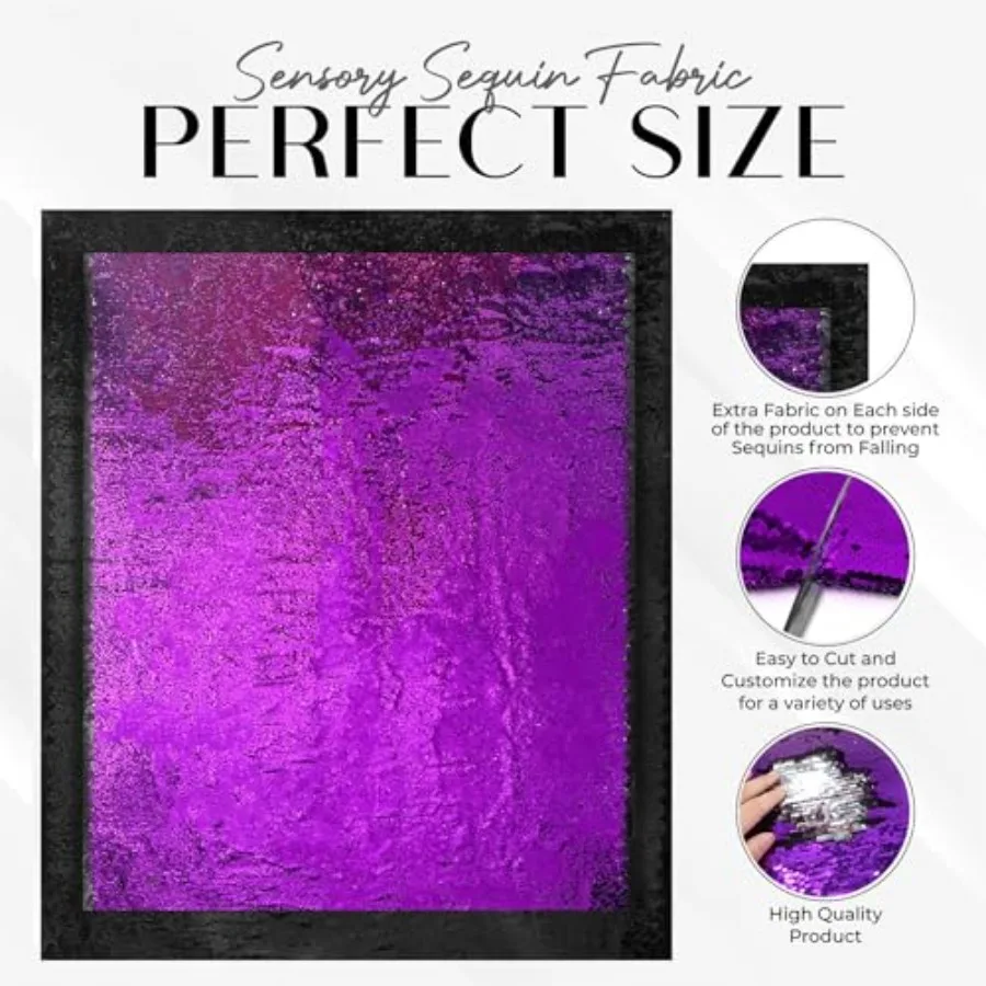 Sensory Sequin Reversible Sequins Wall Fabric with 0.2 Large Glitter Sequins for Room Decor in Family Spaces Toddler Rooms Clas