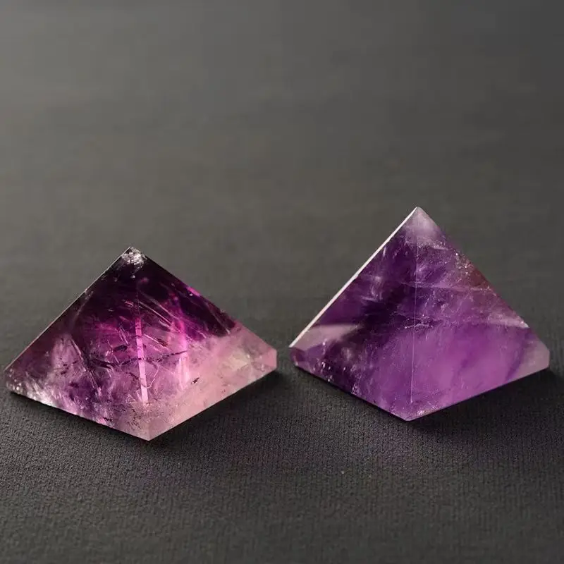 1Pcs Natural Amethyst Pyramid Ornament Pyramid Crystal Energy Raw Stone Home Stone Craft Decoration Party Gift