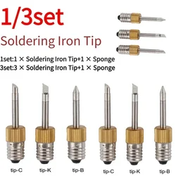 2 Pcs Soldering Iron Tips And 1 Pc Sponge E10 Interface Welding Tips USB Soldering Tip Soldering Tools Set B C K Type