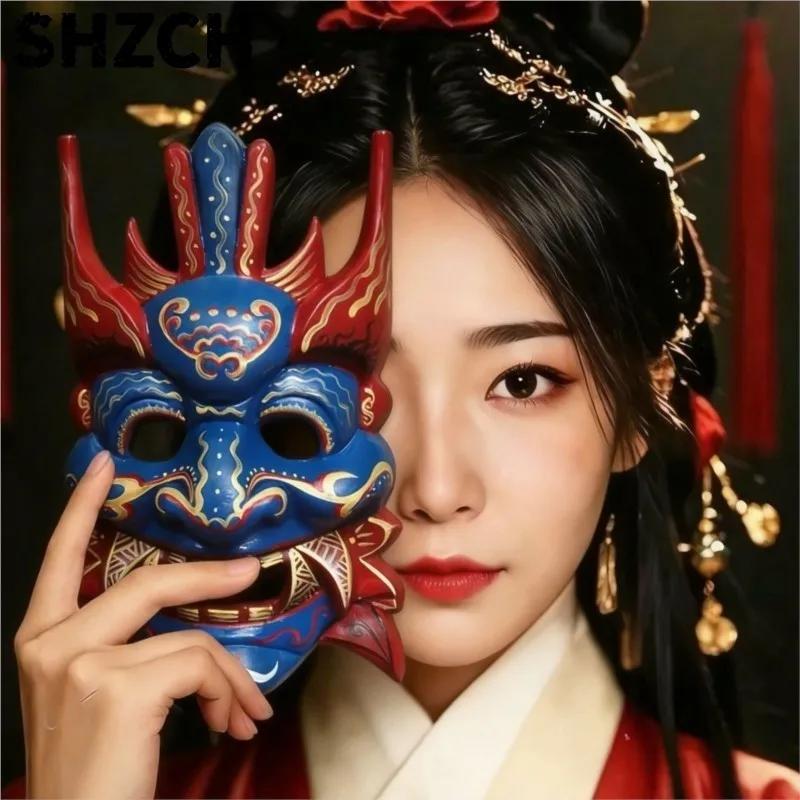 Chinese Style Nuo Opera Mask Decoration Pendant Full Face Shooting Stage Performance Prop Painted Face Mask Nuo Opera Mask ZJ45