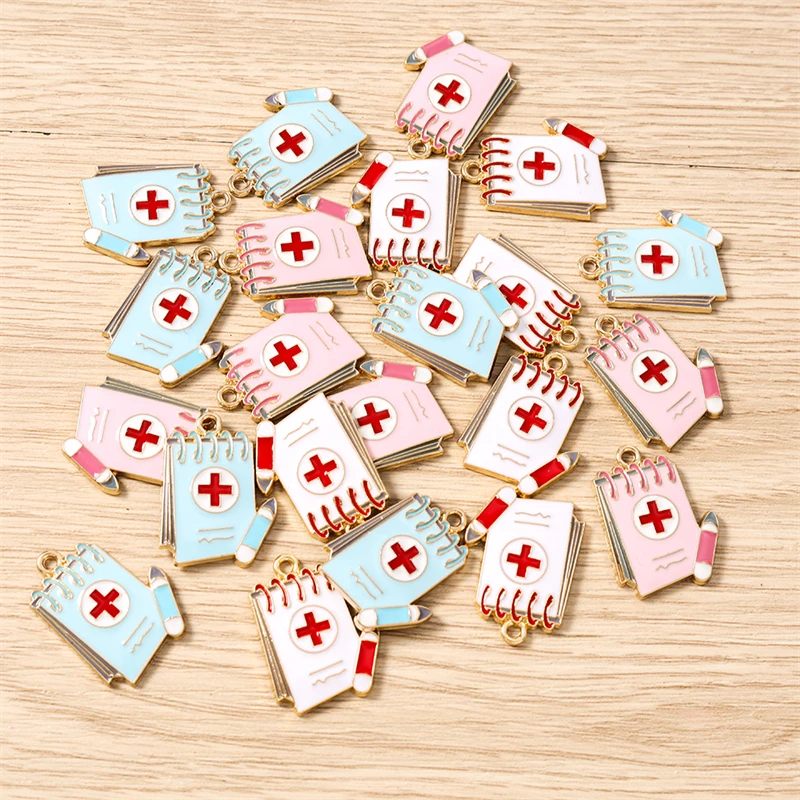 

10pcs 19x25mm Cute Enamel Medical Record Book Charms Pendants for Drop Earrings Necklaces Bracelet DIY Crafts Jewelry Making