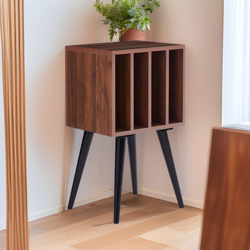 

Hooqu Black-brown Wooden Cabinet, Vinyl Record Holder, CD Storage Cabinet, Old Records And CDs Storage Box, Comic Display Stand