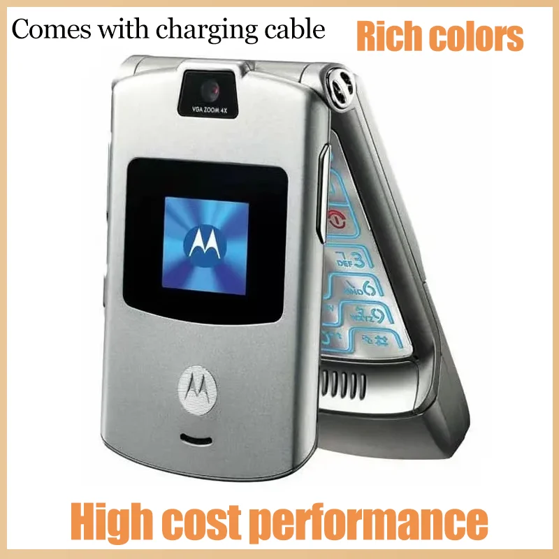 

Motorola RAZR V3 Refurbished-Original Unlocked Flip Bluetooth Phone GSM 850/900/1800/1900 Cost-effective and Many Color Options