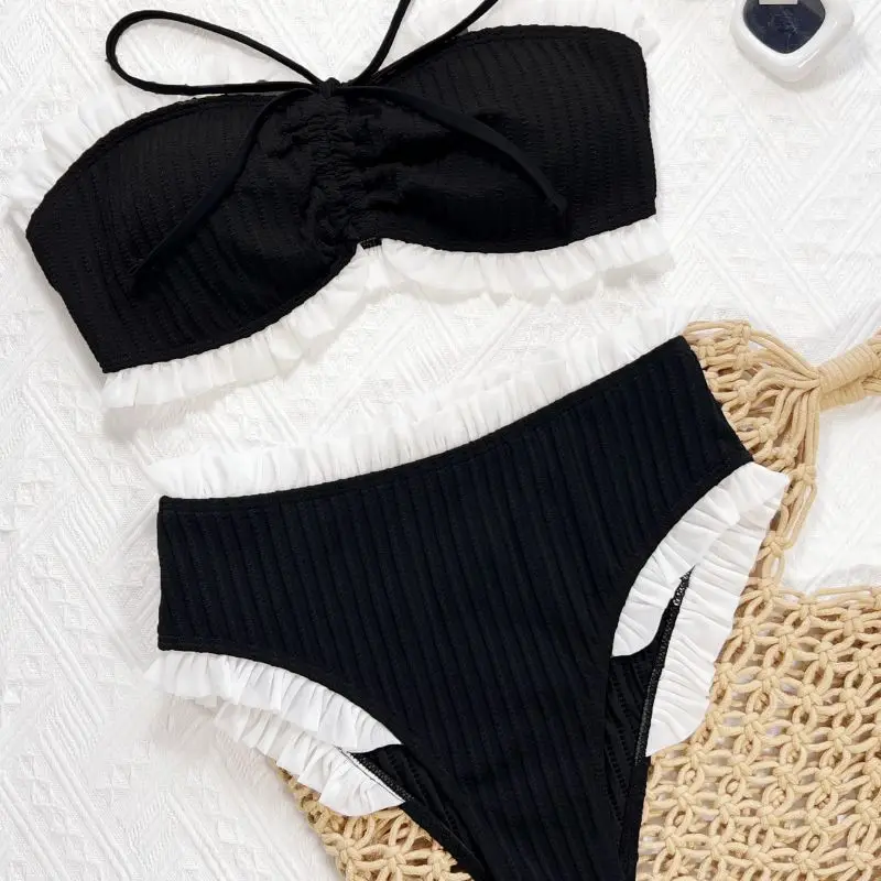 Cikini Costume da bagno diviso senza spalline Bikini sexy Set Costume da bagno estivo da spiaggia per donna