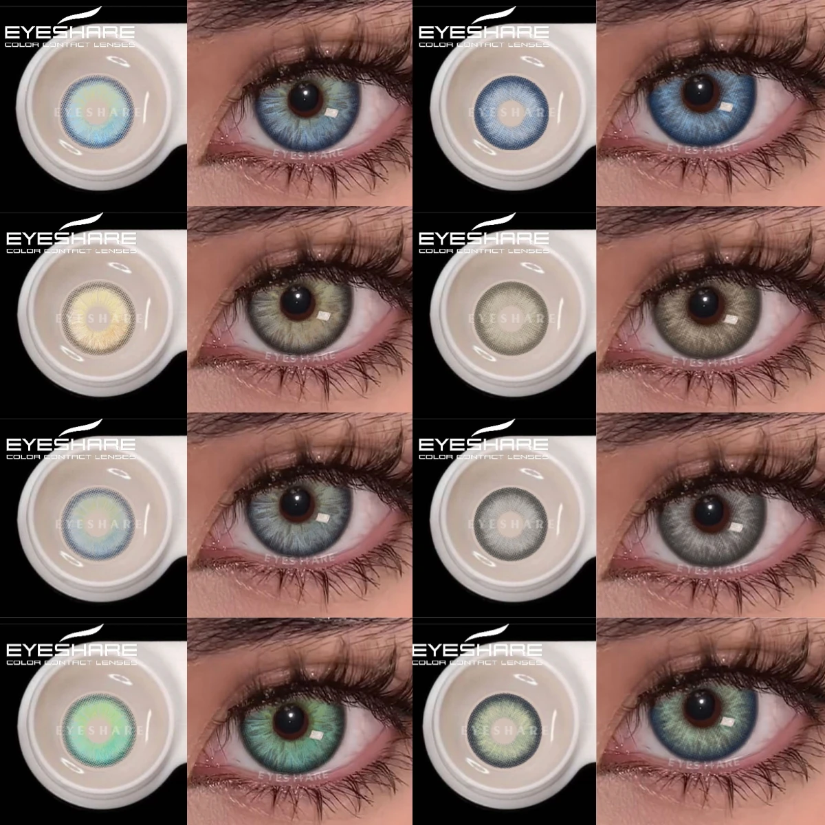 EYESHARE 1 Paar farbige Schüler für Augen, natürliche blaue große Augen, Kontakte, Kosmetik, grüne Augenfarblinse, graue Gläser für Frauen