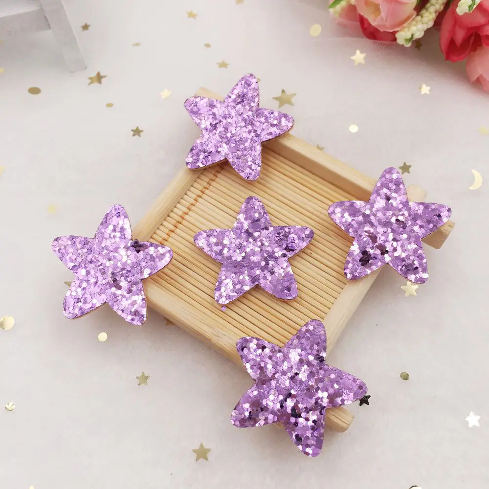 20pcs Glitter Star Leather Padded Patches Appliques for Children\'s Headwear DIY Wedding Accessories Craft Supplies E13