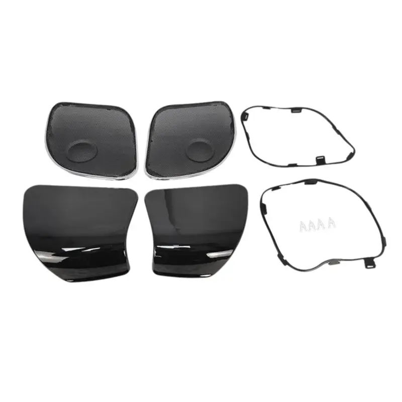 

Inner Fairing Glove Box Door Black Mesh W/Chrome Outer Grill Speaker Grill Covers-A08Q