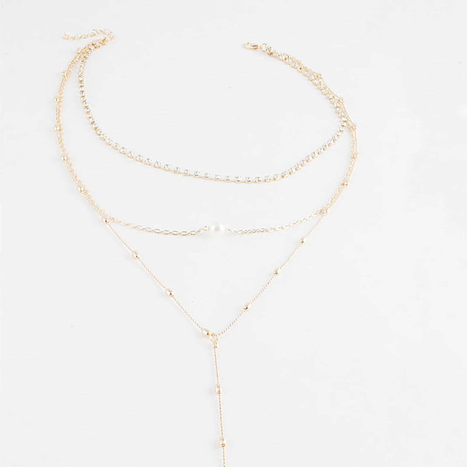 Minimalist Multilayer Long Tassel Pearls Pendant Necklace for Women Girls Party Gold/Silver Plated Chain Neck Jewelry Gifts
