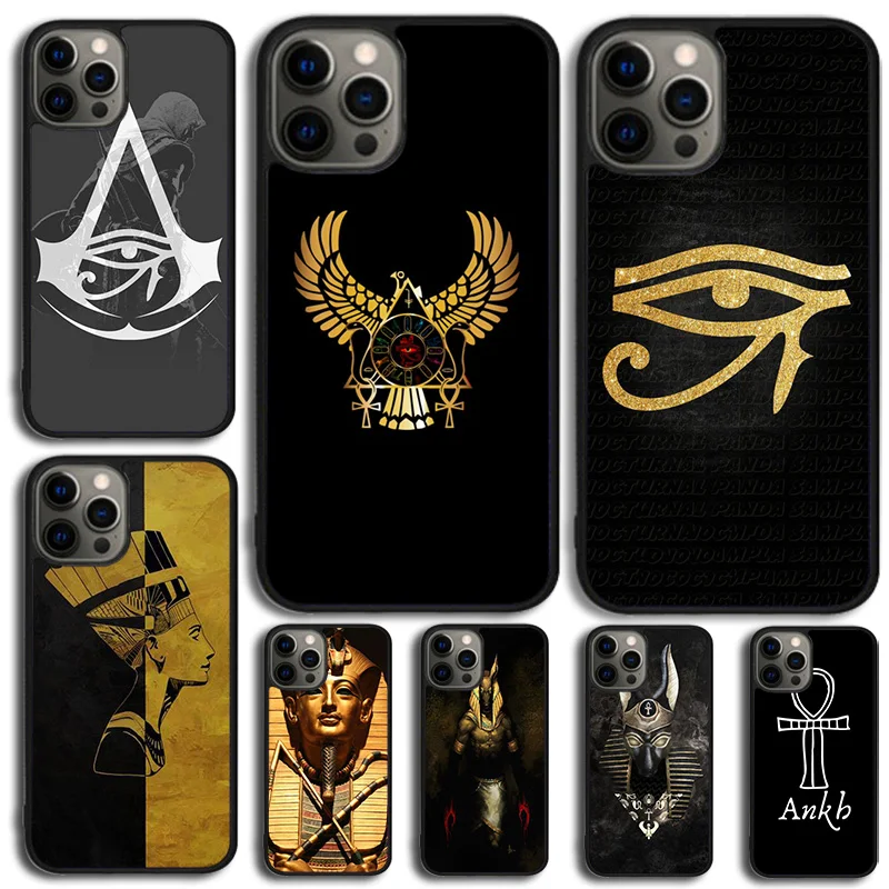 Anubis Ankh Pharaoh Phone Case Cover For iPhone 15 16 14 XR XS 11 12 13 Mini Pro MAX Plus Coque