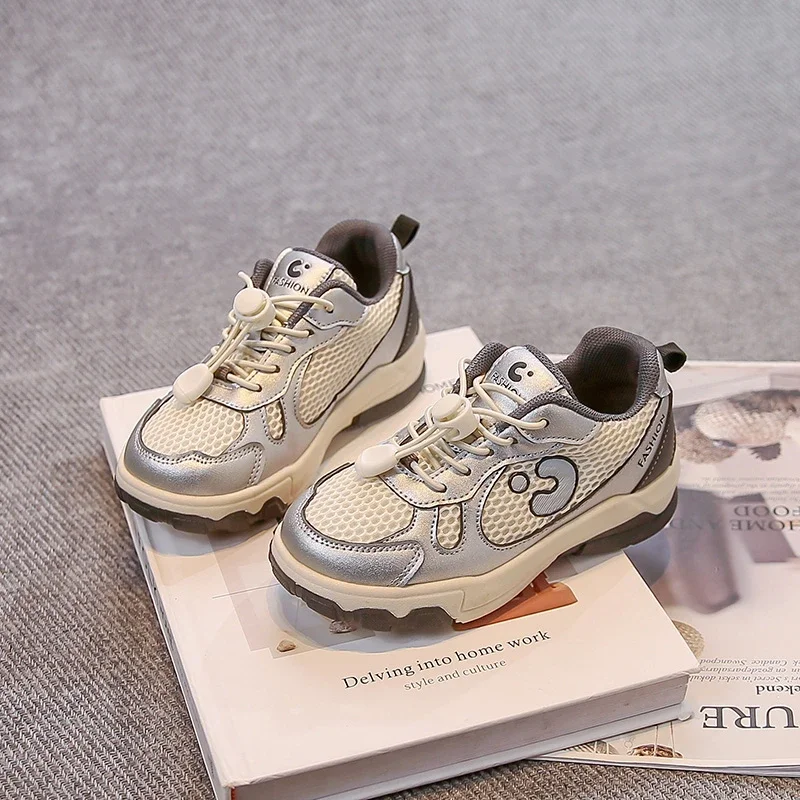 

Новинка осени 2024, детские теннисные туфли, дышащая сетчатая повседневная обувь для девочек с веревкой, детская спортивная обувь, нескользящая мягкая подошва